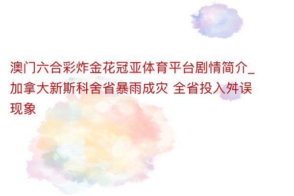 澳门六合彩炸金花冠亚体育平台剧情简介_加拿大新斯科舍省暴雨成灾 全省投入舛误现象