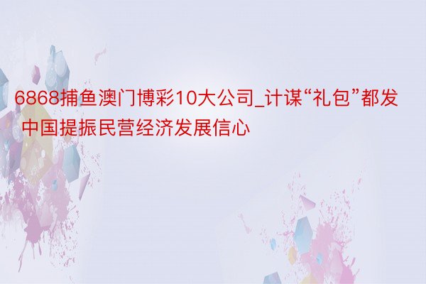 6868捕鱼澳门博彩10大公司_计谋“礼包”都发 中国提振民营经济发展信心