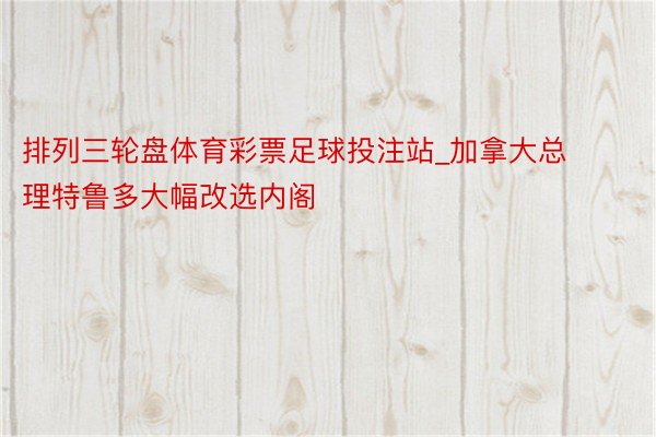 排列三轮盘体育彩票足球投注站_加拿大总理特鲁多大幅改选内阁
