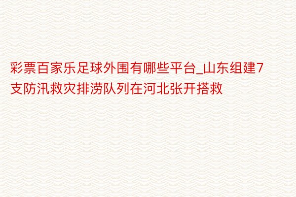 彩票百家乐足球外围有哪些平台_山东组建7支防汛救灾排涝队列在河北张开搭救