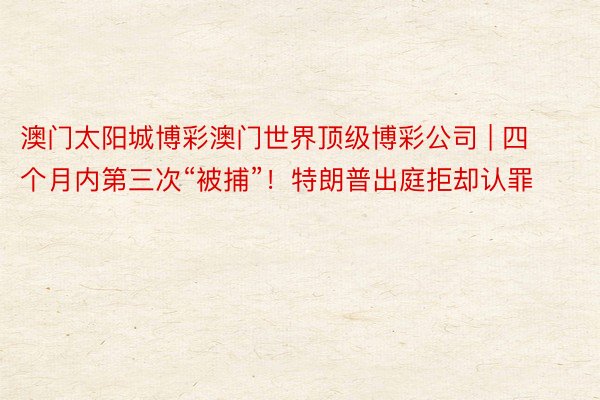 澳门太阳城博彩澳门世界顶级博彩公司 | 四个月内第三次“被捕”！特朗普出庭拒却认罪