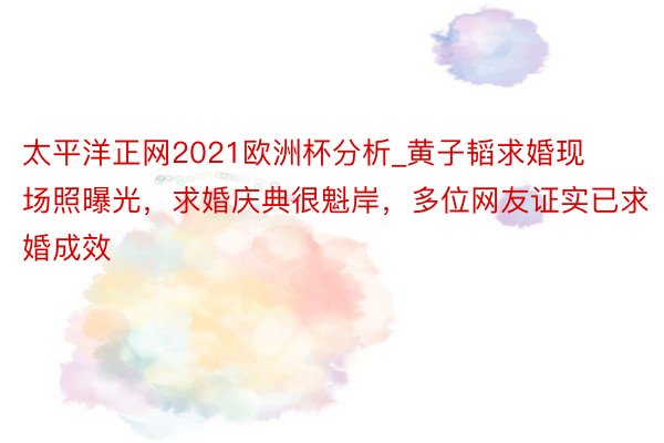 太平洋正网2021欧洲杯分析_黄子韬求婚现场照曝光，求婚庆典很魁岸，多位网友证实已求婚成效