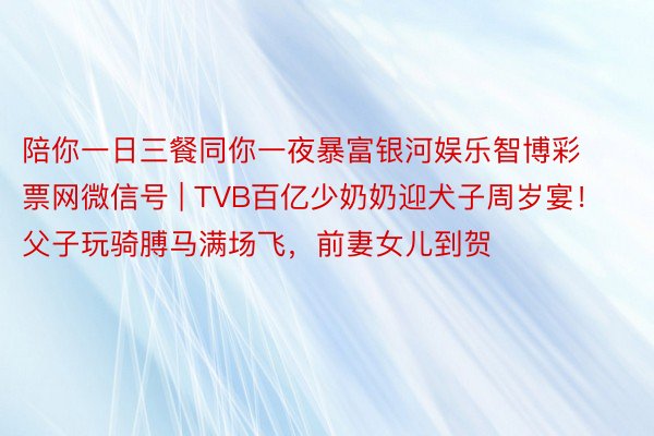 陪你一日三餐同你一夜暴富银河娱乐智博彩票网微信号 | TVB百亿少奶奶迎犬子周岁宴！父子玩骑膊马满场飞，前妻女儿到贺